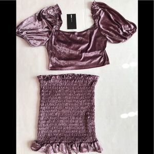 FASHION NOVA TEMPTED VELVET SET LAVENDER